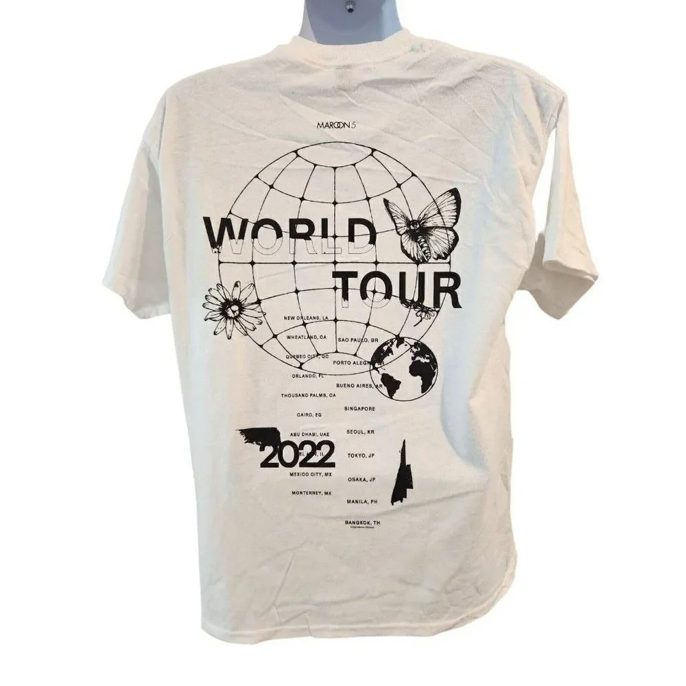 Maroon 5 White Graphic Band Tshirt L World Tour 2022 Rock Concert Pop